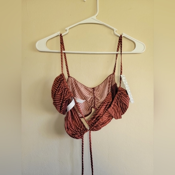 Nwt Urban Outfitters Crop Top | Pink, Stripe, Size Small - Picture 2 of 5